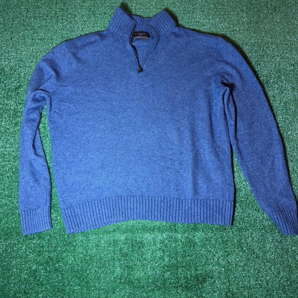 Black Brown 1826 Mens XXL Blue Lambswool Blend Quarter Zip Pullover Sweater